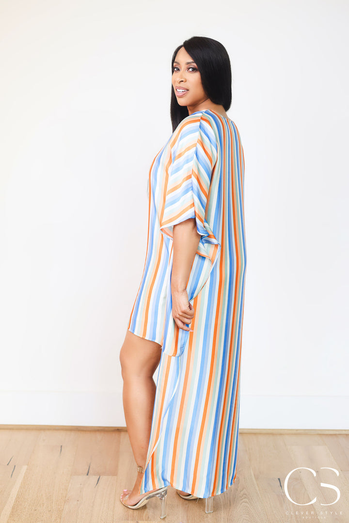 Santorini Stripes Poncho Dress