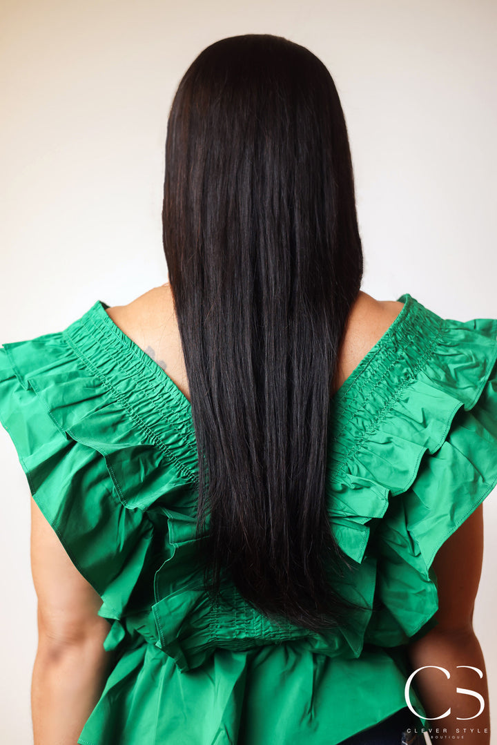 Emerald Ruffle Top