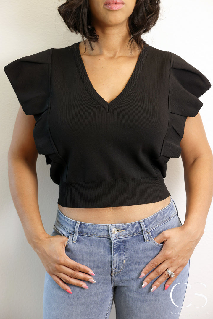 Pleated Black Top