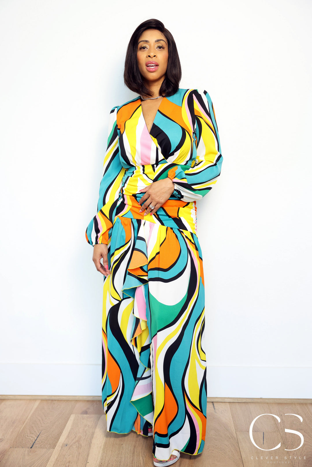 Long Sleeved Multi Colored Dress