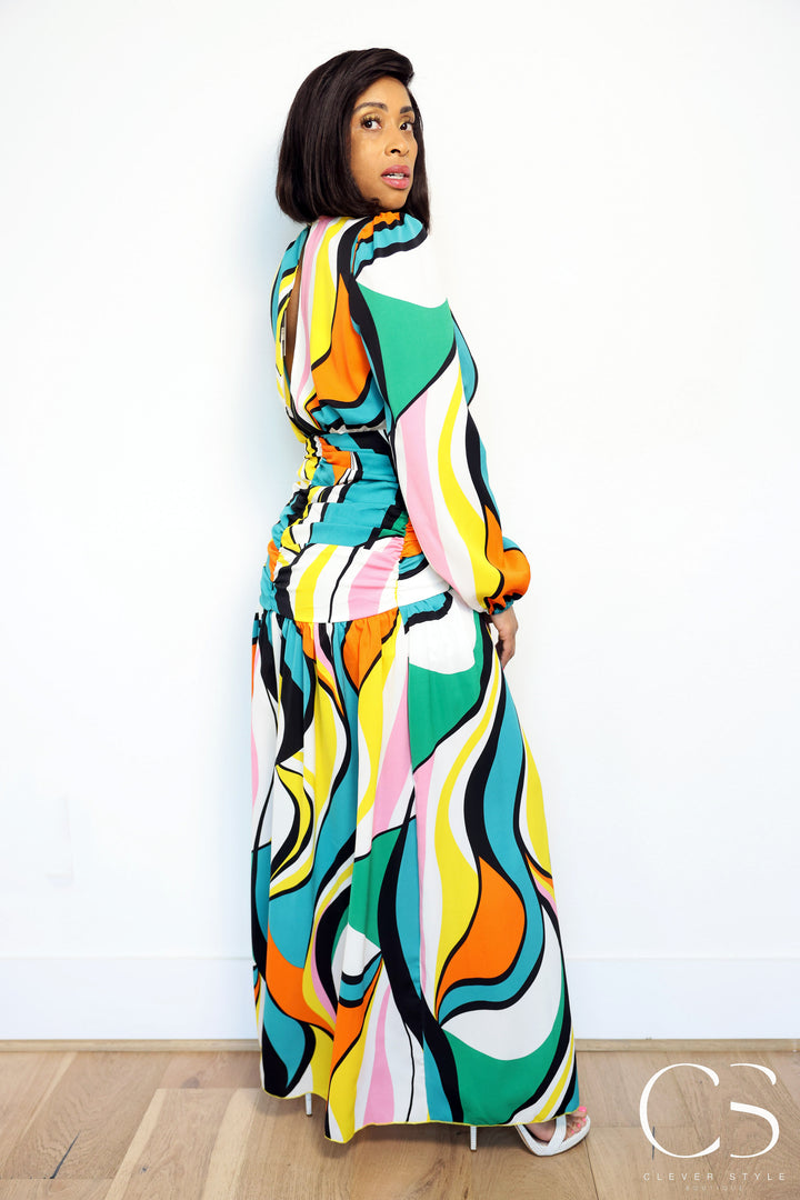 Long Sleeved Multi Colored Dress