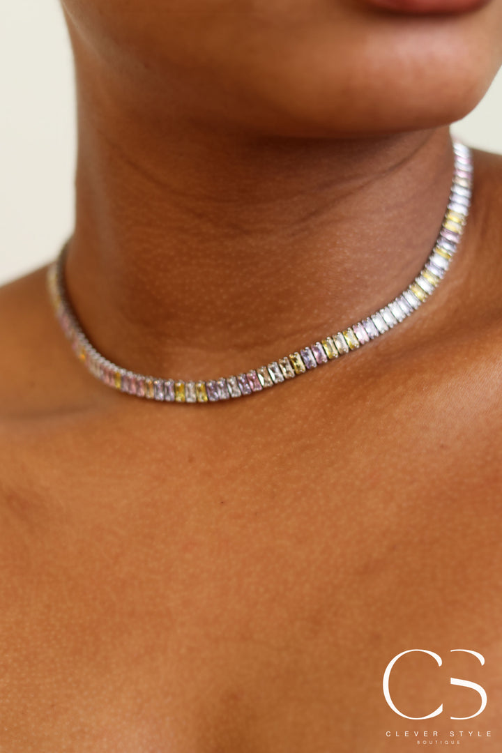 Multi Color Silver Necklace